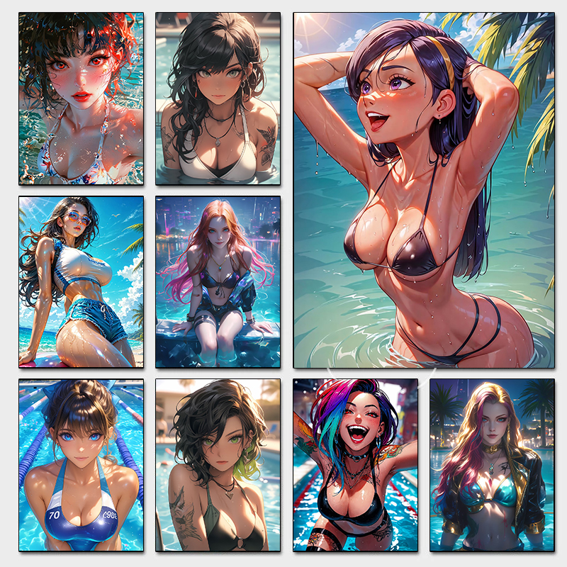 Japanese Girl Lifestyle - Fashion Sexy Girl in Pool Posters